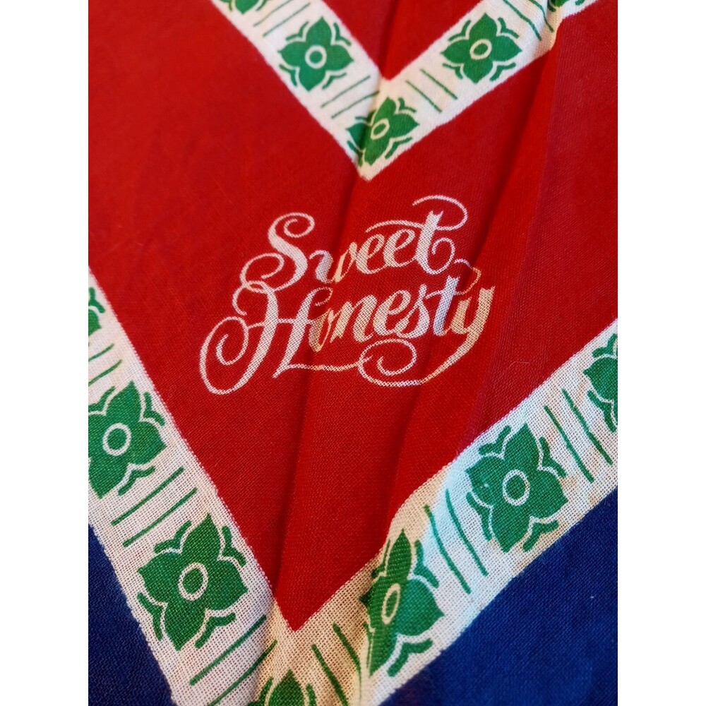 Vintage Scarf Avon Sweet Honesty Bandana Red Blue Green Cotton Japan 21” Square